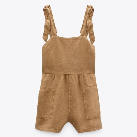 NWT Zara Linen Jumpsuit With Bow - Picture 8 of 10